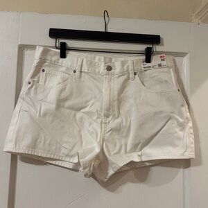 Uniqlo High Rise White Denim Shorts Sz 32 NWT